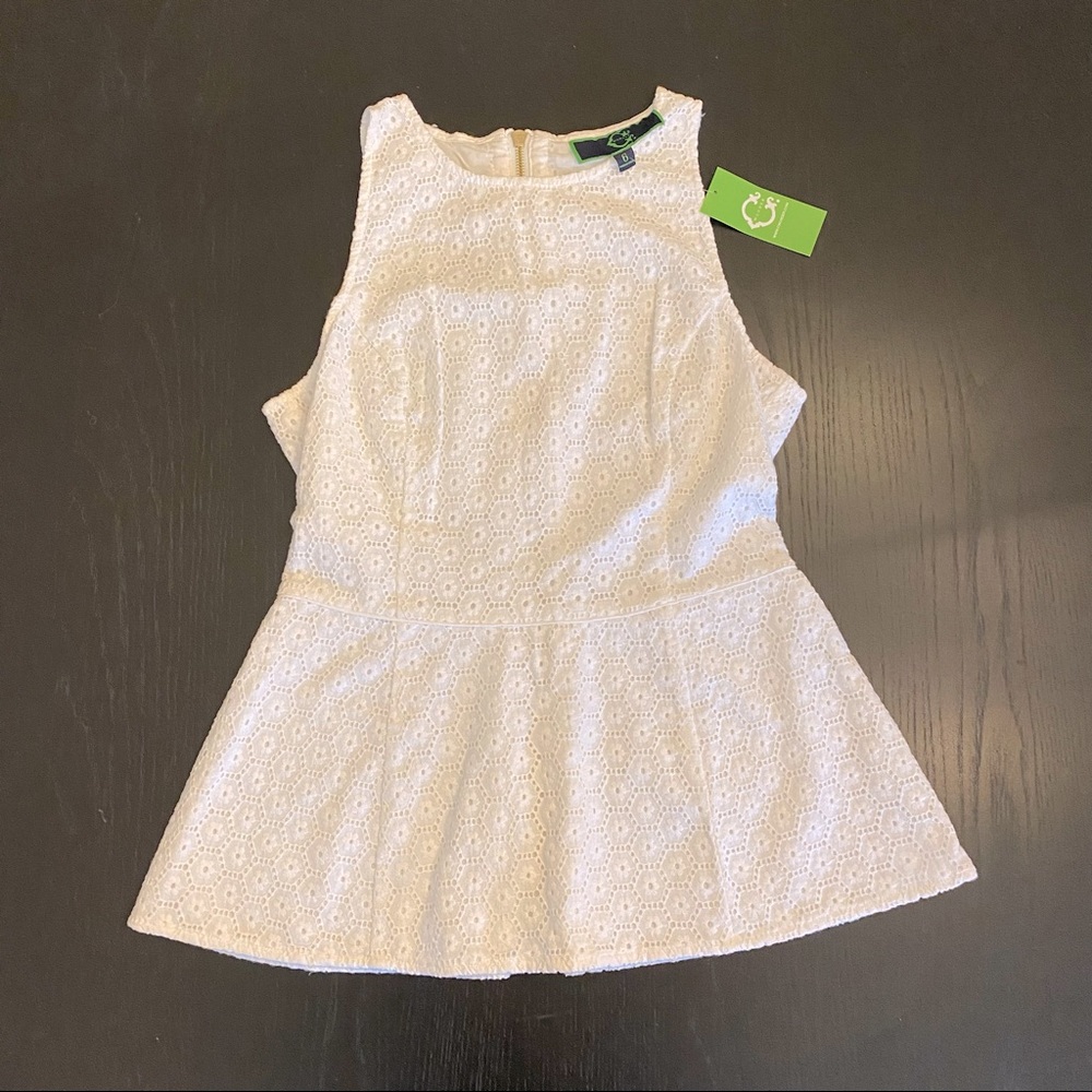 Beautiful C. Wonder eyelet peplum white top 6